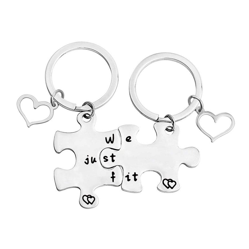 MYOSPARK We Just Fit Puzzle Piece Keychain Set Best Friend Keychain Couple Keychain His and Her Gift BFF Gift (we just fit keychain set) - Image 1